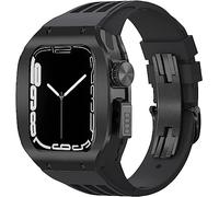 Fanda di orologi in gomma in lega in lega di titanio con fori ， per la serie 8 7 6 5 4 SE 45mm 44mm Sport Sport con custodia per paraurti resistenti alle scosse in acciaio inossidabile per uomini Mod