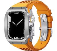 Fanda di orologi in gomma in lega in lega di titanio con fori ， per la serie 8 7 6 5 4 SE 45mm 44mm Sport Sport con custodia per paraurti resistenti alle scosse in acciaio inossidabile per uomini Mod