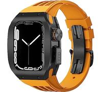Fanda di orologi in gomma in lega in lega di titanio con fori ， per la serie 8 7 6 5 4 SE 45mm 44mm Sport Sport con custodia per paraurti resistenti alle scosse in acciaio inossidabile per uomini Mod