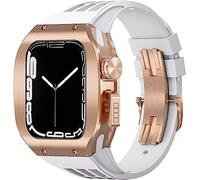 Fanda di orologi in gomma in lega in lega di titanio con fori ， per la serie 8 7 6 5 4 SE 45mm 44mm Sport Sport con custodia per paraurti resistenti alle scosse in acciaio inossidabile per uomini Mod