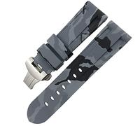 Fanda di orologio in gomma con chiusura farfalla 24mm 26mm per luminor sommergibile cinghia di orologio sportivo silicone colorato/argento grigio camo 2/24mm