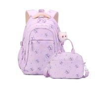 FANDARE 2 in1 Carino Zaino per bambini con pranzo al sacco Ragazzi Ragazze scolastico Leggero Cartella Zainetto Borsa Adolescenti per la scuola elementare Daypacks Borsa a spalla Viola chiaro