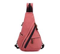 FANDARE 3 in 1 Zaino Monospalla Uomo Zaino Donna Zainetto Spalla Borsa a Tracolla di tela Pacchetto Sling Bag per lavoro scuola Università Sportiva Pendolarismo Ciclismo Viaggio Daypacks Rose Red