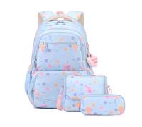 FANDARE 3 in1 Zaino per bambini con pranzo al sacco & Astuccio Ragazzi Ragazze scolastico Leggero Cartella Zainetto riflettente Borsa Adolescenti per la scuola elementare Borsa a spalla Azzurro