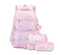 FANDARE 3 in1 Zaino per bambini con pranzo al sacco & Astuccio Ragazzi Ragazze scolastico Leggero Cartella Zainetto riflettente Borsa Adolescenti per la scuola elementare Borsa a spalla Rosa