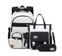 FANDARE Set 3 pezzi zaini per bambini 5-20 anni – scuola media/superiore, astuccio, tracolla, Nero