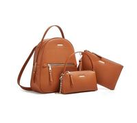 FANDARE 3 pezzi Set Zaino Donna in pelle PU impermeabile Vintage Borsa Zainetto con Borse tracolla Pochette Ragazze Borsa a Zaini Sacche Tracolla per shopping lavoro viaggi Borsa a zaino Marrone scuro