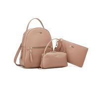 FANDARE 3 pezzi Set Zaino Donna in pelle PU impermeabile Vintage Borsa Zainetto con Borse tracolla Pochette Ragazze Borsa a Zaini Sacche Tracolla per shopping lavoro viaggi Borsa a zaino Rosa