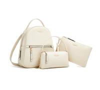 FANDARE 3 pezzi Set Zaino Donna in pelle PU impermeabile Vintage Borsa Zainetto con Borse tracolla Pochette Ragazze Borsa a Zaini Sacche Tracolla per shopping lavoro viaggi Borsa a zaino Bianco