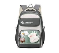 FANDARE 35L Zaino Scolaresco Zainetti per bambini Carino con Stampa Cartoon per Adolescenti & Studenti Zaino Giornaliero per Viaggi per Ragazzi e Ragazze 6-14 Anni Decorazione in Peluche Grigio scuro