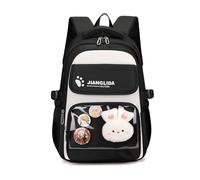 FANDARE 35L Zaino Scolaresco Zainetti per bambini Carino con Stampa Cartoon per Adolescenti & Studenti Zaino Giornaliero per Viaggi per Ragazzi e Ragazze 6-14 Anni Decorazione in Peluche Nero
