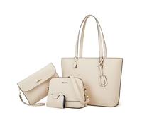 FANDARE 4 pezzi Set Elegante Borsa a Mano con Pochette e Clutch Borse a tracolla Portafoglio Donna PU Pelle Spalla Borse Tote Pochette Messenger per Shopping Viaggio Partito Sacchetto Borsetta Bianco