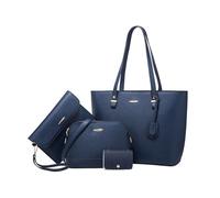 FANDARE 4 pezzi Set Elegante Borsa a Mano con Pochette e Clutch Borse a tracolla Portafoglio Donna PU Pelle Spalla Borse Tote Pochette Messenger per Shopping Viaggio Partito Sacchetto Borsetta Blu
