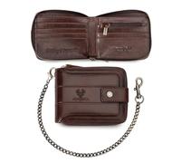 FANDARE Anti-taccheggio Portafoglio per Uomo con Blocco RFID Portafoglio in Pelle con Cerniera Portacarte Bifold con 13 Tasche per Carte & Finestra per ID per Uso Business Viaggio Marrone