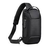 FANDARE Antifurto Zaino Monospalla da Uomo Borsello Uomo Donna Borsa a Spalla con USB Borse a tracolla Piccolo Zainetto per lavoro Ciclismo Viaggio Sports Multitasche Sling Bag Poliestere Nero