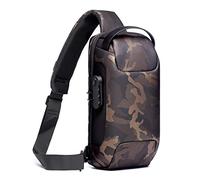 FANDARE Antifurto Zaino Monospalla da Uomo Borsello Uomo Donna Borsa a Spalla con USB Borse a tracolla Piccolo Zainetto per lavoro Ciclismo Viaggio Sports Multitasche Sling Bag Poliestere Camo