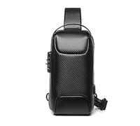 FANDARE Antifurto Zaino Monospalla Uomo Borse piccole a tracolla con USB Business Borsa a Spalla Impermeabile Stile auto sportive per Scuola Outdoor Ciclismo Viaggio Multitasche Piccolo Zaino Nero A