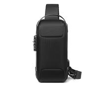 FANDARE Antifurto Zaino Monospalla Uomo Borse piccole a tracolla con USB Business Borsa a Spalla Impermeabile Stile auto sportive per Scuola Outdoor Ciclismo Viaggio Multitasche Piccolo Zaino Nero