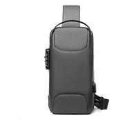 FANDARE Antifurto Zaino Monospalla Uomo Borse piccole a tracolla con USB Business Borsa a Spalla Impermeabile Stile auto sportive per Scuola Outdoor Ciclismo Viaggio Multitasche Zaino Verde Grigio