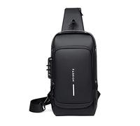 FANDARE Antifurto Zaino Monospalla Uomo piccole a tracolla con USB Business Borsa a Spalla Impermeabile PU per Scuola Outdoor Ciclismo Viaggio Hiking Multitasche Nero