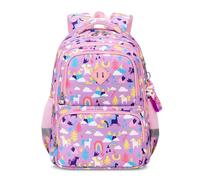 FANDARE Arcobaleno Zaino per Bambini Ragazzo Ragazze con Strisce Riflettenti, Zainetto Scuola Leggero Casual - Viola