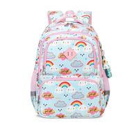 FANDARE Arcobaleno Zaino per bambini Ragazzo Ragazze zainetto bambino Zainetto Scuola Borsa Zaino Scuola Zaino leggero con strisce riflettenti Zaini Casual Zaini scuola Borse da scuola Azzurro