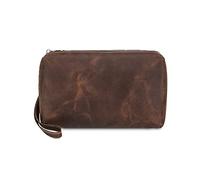 FANDARE Borsa a Mano Uomo in Pelle Crazy Horse con Protezione RFID Portafoglio da Polso Stile Vintage Retro Custodie per tessere da viaggio per Business/Viaggi/Uso Quotidiano (Caffè)