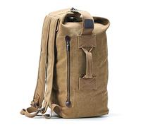 FANDARE Borsa a Secchiello in Tela Borsone Leisure Viaggio Retrò e Minimalista Zaino a Spalla Unisex per Uomo e Donna Capiente e Leggera per Sport Vacanze e Lavoro Cachi B S