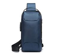 FANDARE Borsa a Tracolla Anti-Ladro Uomo e Donna, Borsa a Tracolla con Porta USB di Ricarica, Borsa da Petto Impermeabile, Zainetto da Spalla per Escursionismo Ciclismo Corsa Viaggio Blu