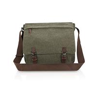 FANDARE Borsa a Tracolla Borse a spalla per 12.9 Pollici PC Ventiquattrore Borse Messenger di tela Uomo Donna Borsa postino Borsetta per viaggio lavoro scuola business università Pendolare verde M