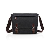 FANDARE Borsa a Tracolla Borse a spalla per 12.9 Pollici PC Ventiquattrore Borse Messenger di tela Uomo Donna Borsa postino Borsetta per viaggio lavoro scuola business università Pendolare Nero M