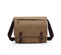 FANDARE Borsa a Tracolla Borse a spalla per 12.9 Pollici PC Ventiquattrore Borse Messenger di tela Uomo Donna Borsa postino Borsetta per viaggio lavoro scuola business università Pendolare Cachi M