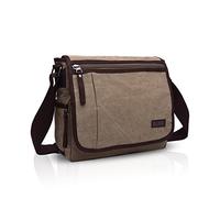 FANDARE Borsa a Tracolla Borse a spalla Ventiquattrore Borse Messenger di tela Uomo Donna Borsa postino Grande Capacità Borsetta per viaggio lavoro scuola business università Pendolare Cachi