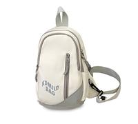 FANDARE Borsa a Tracolla Donna in Nylon Impermeabile con Design Bicolore Elegante Leggera e Compatta Ideale per Uso Quotidiano in Viaggio e al Lavoro Bianco con Grigio