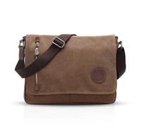 FANDARE Borsa a tracolla in tela borse incrociate per 14 pollici portatile da donna uomo Shoulder Crossbody Bag per commutare lavoro viaggio scuola insegnante marrone