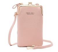 FANDARE Borsa a tracolla per cellulare Donna Piccola Borsa per cellulare Borsa a Spalla Mini Telefono Pochette Borsello Phone Crossbody Bag con Fessure per Carte e Tracolla Regolabile Rosa