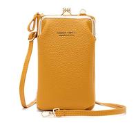 FANDARE Borsa a tracolla per cellulare Donna Piccola Borsa per cellulare Borsa a Spalla Mini Telefono Pochette Borsello Phone Crossbody Bag con Fessure per Carte e Tracolla Regolabile Giallo