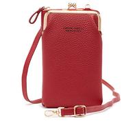 FANDARE Borsa a tracolla per cellulare Donna Piccola Borsa per cellulare Borsa a Spalla Mini Telefono Pochette Borsello Phone Crossbody Bag con Fessure per Carte e Tracolla Regolabile Rosso