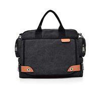FANDARE Borsa a Tracolla Portatile Borse a spalla per 12.9 Pollici PC Ventiquattrore Uomo Borse Messenger di tela Borse Sacchetto Crossbody Bag per viaggio lavoro scuola università Borse Nero