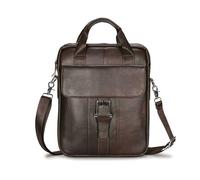 FANDARE Borsa a Tracolla spalla Uomo in Pelle, Business Piccola Borsello veramente Vintage Messenger Bag per tablet 9,7 Pollici 24 Ore Ventiquattrore Borse per Viaggi & Uso Quotidiano Marrone