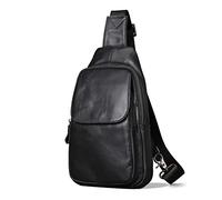 FANDARE Borsa a Tracolla Uomo in Vera Pelle Zaino Petto Morbido e Leggero per Viaggio ed Uso Quotidiano Casual Sport Escursionismo e Viaggio Nero B