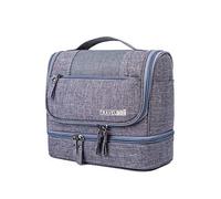 FANDARE Borsa da Toilette Borsa Cosmetica da Viaggio Donna Pochette per Trucchi Uomo Case da viaggio Appendibile Cosmetica Organizer Portatile con Strato asciutto e bagnato Impermeabile Grigio