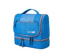 FANDARE Borsa da Toilette Borsa Cosmetica da Viaggio Donna Pochette per Trucchi Uomo Case da viaggio Appendibile Cosmetica Organizer Portatile con Strato asciutto e bagnato Impermeabile Blu