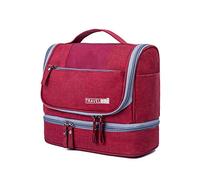 FANDARE Borsa da Toilette Borsa Cosmetica da Viaggio Donna Pochette per Trucchi Uomo Case da viaggio Appendibile Cosmetica Organizer Portatile con Strato asciutto e bagnato Impermeabile Rosso