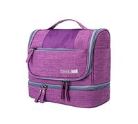 FANDARE Borsa da Toilette Borsa Cosmetica da Viaggio Donna Pochette per Trucchi Uomo Case da viaggio Appendibile Cosmetica Organizer Portatile con Strato asciutto e bagnato Impermeabile Viola