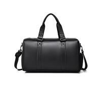 FANDARE Borsa da viaggio per uomo e donna, PU Pelle Nero Weekender, Tote da cabina con vano scarpe separato, modalità di trasporto multiple (a mano/a spalla/a tracolla) per viaggi, palestra di lavoro