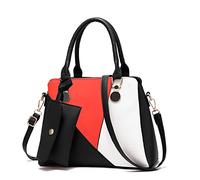 FANDARE Borsa Donna Spalla Tracolla 2 Pezzi Set Borse a Tote Pelle PU Impermeabile Grande Messenger per Shopping Viaggio Work Crossbody Bag Nero