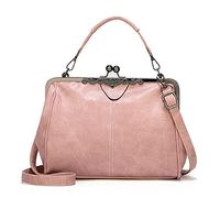 FANDARE Borsa Donna Tracolla Borsa A Mano Borsa Spalla Messenger Eleganti Grande Shopping Viaggio Partito Work Pochette da Cerimonia Impermeabile Pelle PU Retrò Rosa