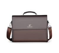 FANDARE Borsa messenger vintage per uomo, Ventiquattrore capiente con multiple tasche in pelle PU per laptop, a tracolla per ufficio viaggi e lavoro per professionisti e uomini d'affari Marrone