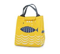 FANDARE Borsa Termica Isolante Pranzo al Sacco Borsa da Picnic Lunch Borsetta per Uomo Donna Adulti Campeggio Lavoro Spiaggia Pesca Scuola Lavoro Impermeabile Poliestere Giallo
